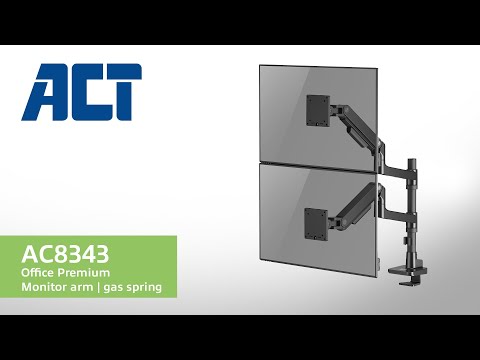 ACT Monitor arm 49" office premium, gas spring, pole mounted, 2 monitoren