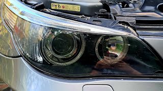 Scheinwerfer polieren am BMW E61. Fast wie neu und auch auf andere Marken und Modelle anwendbar.