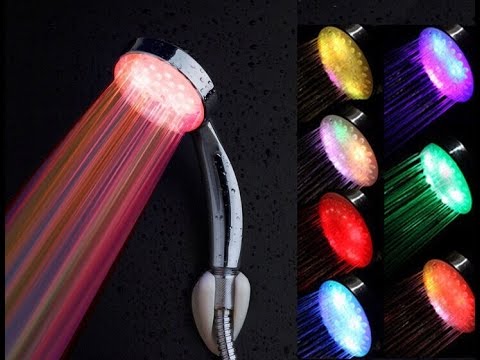 AMAZON 7 X Color LED Shower Head Bathroom Water Faucet Light UNBOXING AND TEST Video