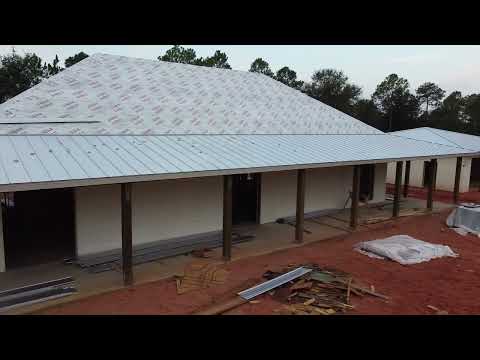 Drone flight 5 roof going on ICF house and garage