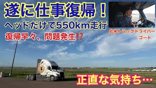 【#303】【遂に仕事復帰】復帰早々トラブル発生… ヘッドだけで550km走行🚚　今の正直な気持ち… 北米トラックドライバー(ゴート)