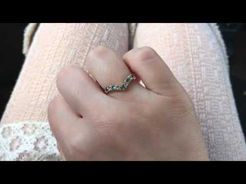 Aquamarine & diamond wishbone ring