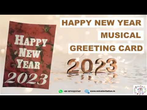 Multicolor paper happy new year 2023 musical greeting card