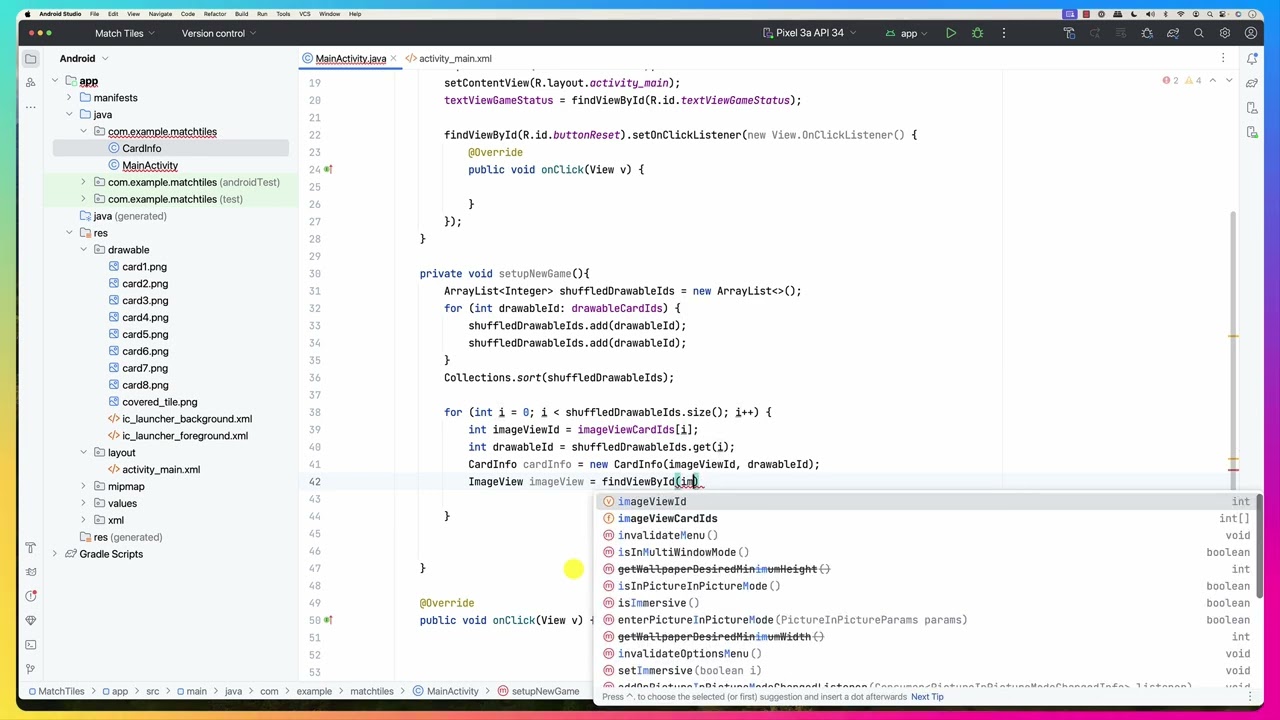 Building Android Matching Game