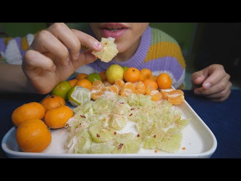 Eating 🥵 20 Lemon 🍋 & Baby Orange 🍊With Chilly Powder Challenge🌶️ 🔥 | ASMR