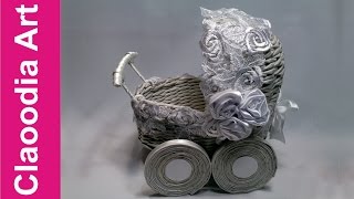 Wózek, papierowa wiklina (Stroller, paper wicker, DIY)