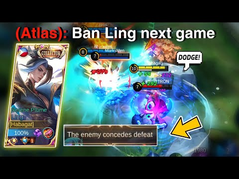 ATLAS WILL BAN LING NEXT GAME AFTER I DODGED ALL HIS ULTI! Ling Bug Build + Rotation - MLBB