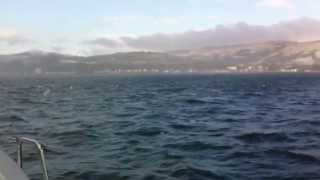 preview picture of video 'Yacht Hanse 385 sailing past Largs in a snow storm'