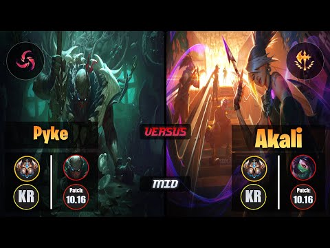 Challenger PYKE [Hail of Blades] (Mid) VS  AKALI - Challenger KR Patch 10.16