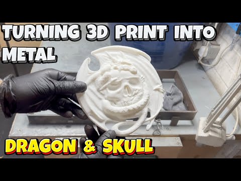 Turning 3D Print into Aluminium Bronze - Sand Casting a Dragon & Skull Plaque - Molten - Let's Cook!