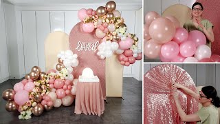 Pink and Rose Gold Balloon Backdrop