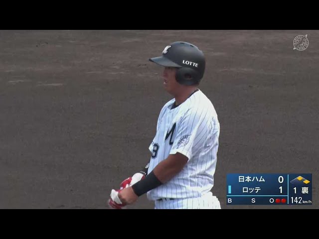 【ファーム】初回に先制!! マリーンズ・西川僚祐 三遊間を抜けるタイムリーヒット!! 2022年8月19日  千葉ロッテマリーンズ 対 北海道日本ハムファイターズ