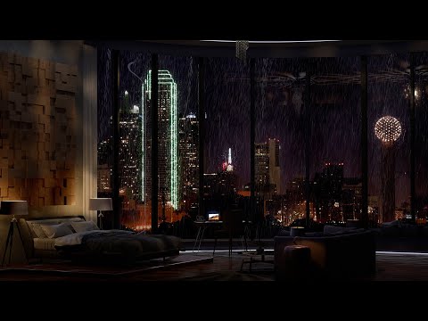 Spend The Night In This Exquisite Dallas Apartment In Texas | Rain On Window | 4K | 8Hours