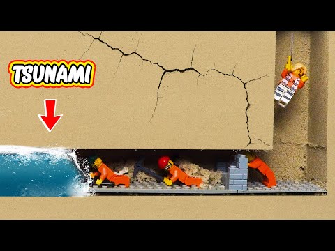 Maximum Security Prison Hit by TSUNAMI | LEGO Dam Breach Experiment | Wave Machine VS Jail Break