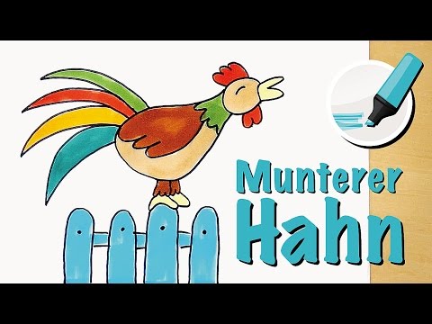 Hahn zeichnen - Der Weckdienst der Tiere