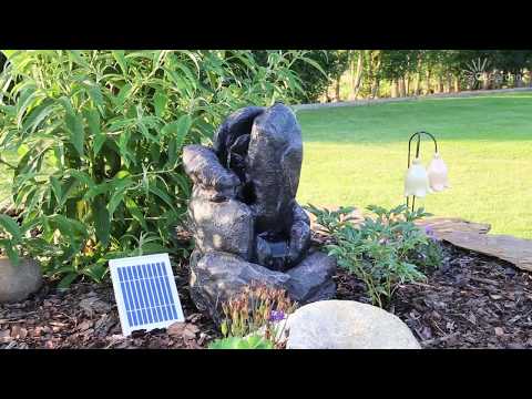 Solar Kaskadenbrunnen Wasserspiel Einbaulampe Solarbrunnen Fur