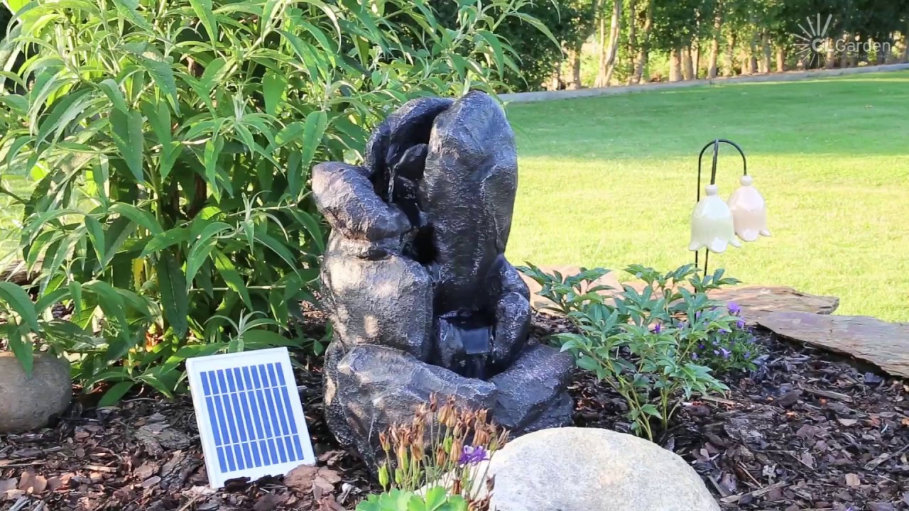 Gartenbrunnen mit LED-Beleuchtung & Solar