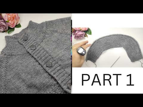 Top To Down Gents Cardigan | How To Cast On And Knit Double Border | Round Neck Gents Cardigan