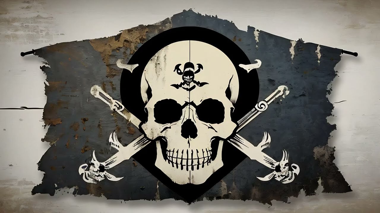 Free Stock Videos - AI animation - a skull and crossbones pirate flag