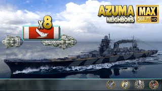 Cruiser Azuma: Domination with 8 destroyed ships - World of Warships