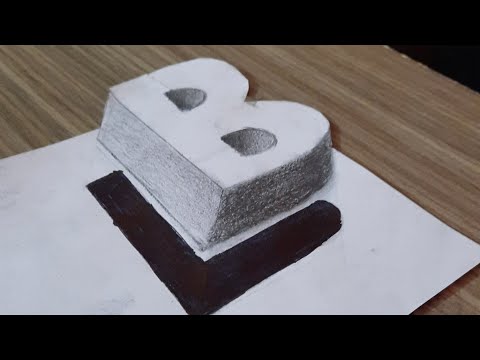 Very Easy!! 😀How To Drawing 3D Floating Letter "B" - 3D Trick Art on paper