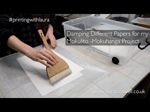 Damping Different Papers for my Mokulito (wood lithography) /Mokuhanga (Japanese woodblock) Project