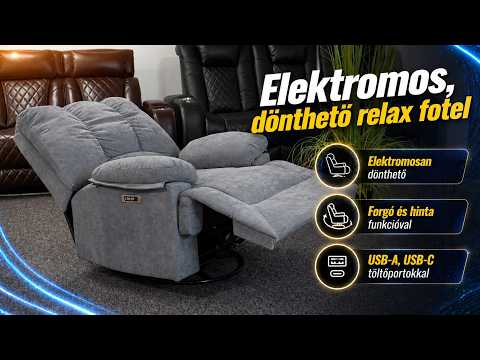 Elektromos relax fekvőfotel szürke zsenília szövet (JN-D8118A30)  - Videó