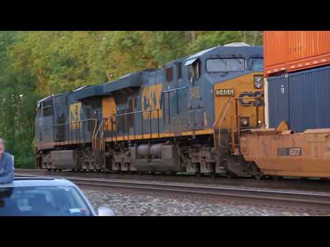 CSX train with intermodal and a bunch of loaded autoracks! ES40DC leaders!