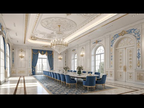 Royal Blue & White Luxury Palace Tour 🏰 | Interior, Garden & Poolside Dream Home