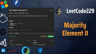 YouTube video 'Majority Element II | LeetCode 229 || Brute-Better-Optimal'