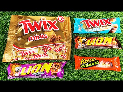 Satisfying Video | Unpacking Twix Mini pack, Lion, Twix Caramel and Reese's | Cutting ASMR