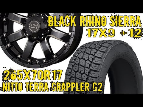 Black Rhino Sierras 17x9 +12 mm Offset Wrapped With Nitto Terra Grappler G2 265/70R17