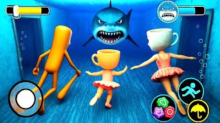 Long Slide Game With Cow Elephant Tung Tung & Ballerina- Playing as Brainrot in Granny House. 3d Fun