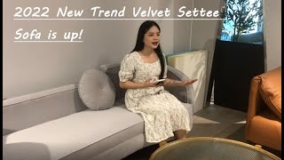 Nordic Velvet  3 Seater Fabric Couch Sofa With Metal Feet