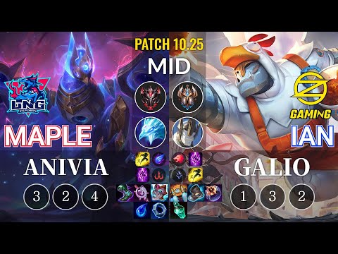 LNG Maple Anivia vs OZ Ian Galio Mid - KR Patch 10.25