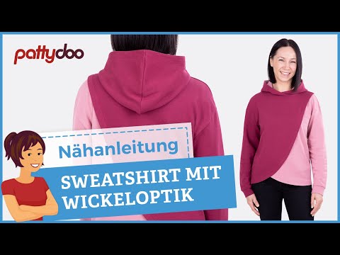 Nähanleitung für Hoodie & Sweatshirt mit Wickeloptik & Fake-Covernaht | Genial aus 2 Farben 💜🧡