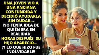CHICA AYUDA ANCIANA PERDIDA EN EL AEROPUERTO Y RECIBE SORPRESA INESPERADA DEL HIJO MILLONARIO.
