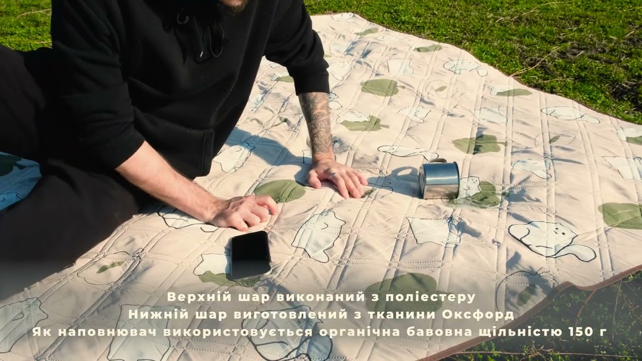 Килимок для пікніка водостійкий Naturehike CNK2350WS010, 145x170 см, зелений з принтом