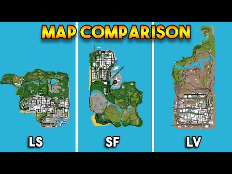 LOS SANTOS VS SAN FIERRO VS LAS VENTURAS : GTA SAN ANDREAS COMPARING MAPS