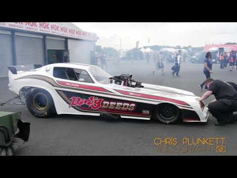 Rob Elsom nostalgia funny car startup and burnout.