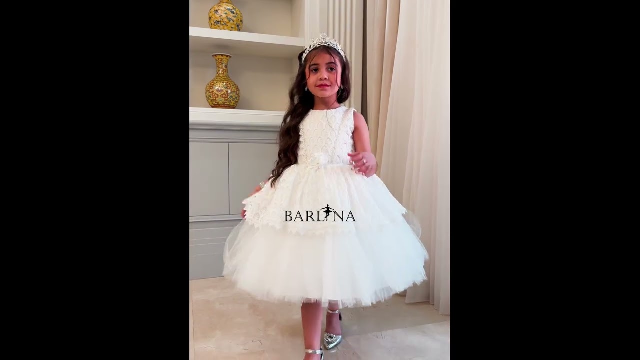 Girls white dress with lace patterns - year 1