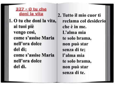 327 O tu che doni la vita - Innario Chiesa Cristiana Avventista del settimo Giorno 2014