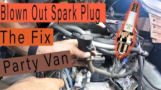 Ford Van Blown Out Spark Plug Diag & Repair ( Party Van )