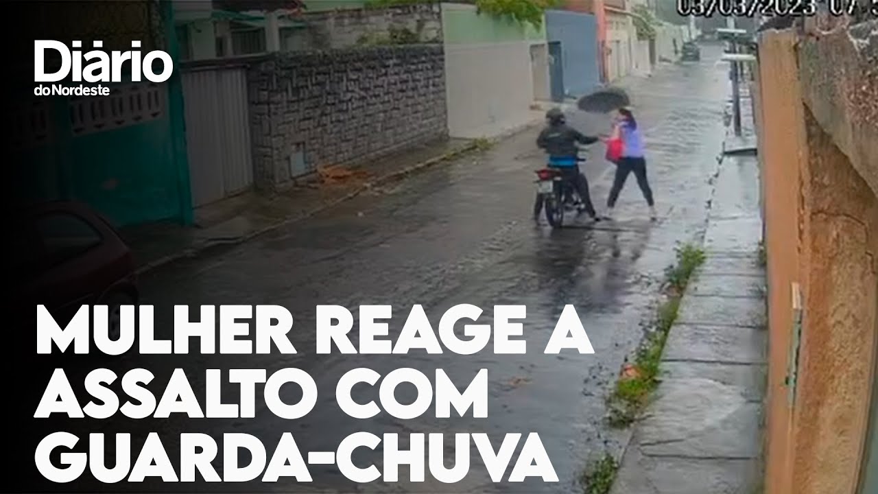 Imagem da notícia Mulher se defende de assalto com guarda-chuva, em Fortaleza; veja 