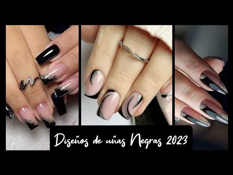 DISEÑOS DE UÑAS COLOR NEGRO #uñasacrilicas #uñasdecoradas #uñasnegras #uñasnaturales
