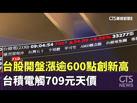 台股開盤漲逾600點創新高　台積電觸709元天價