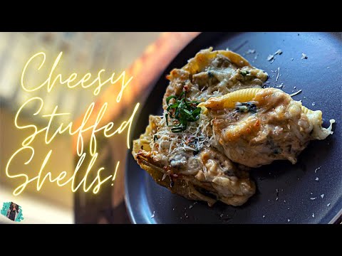CHEESY CHICKEN STUFFED SHELLS | + CREAMY WHITE SAUCE & SPINACH | QUICK & EASY RECIPE TUTORIAL