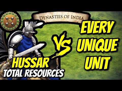 HUSSAR (Gurjaras) vs EVERY UNIQUE UNIT (Total Resources) | AoE II: DE