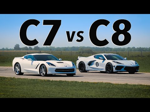 C8 Corvette vs C7 Corvette | Drag & Roll Race Comparison