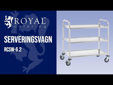 video - Serveringsvagn - rostfritt stål - 3 hyllplan - 150 kg